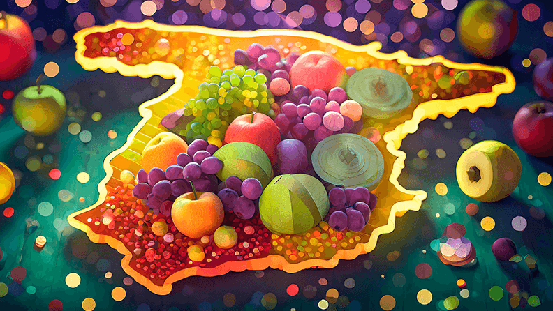 Mapa de España de frutas y hortalizas