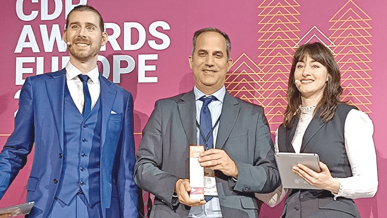 El director de Sostenibilidad, Sergio Rodríguez Pérez, recogió la acreditación otorgada por CDP