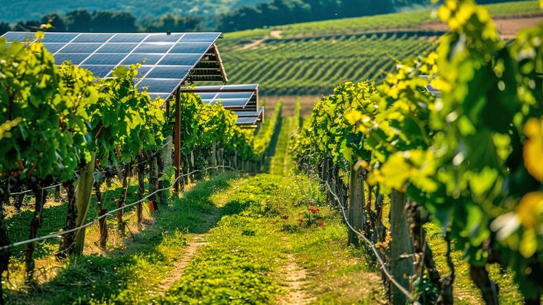 Paneles fotovoltaicos en campo.
