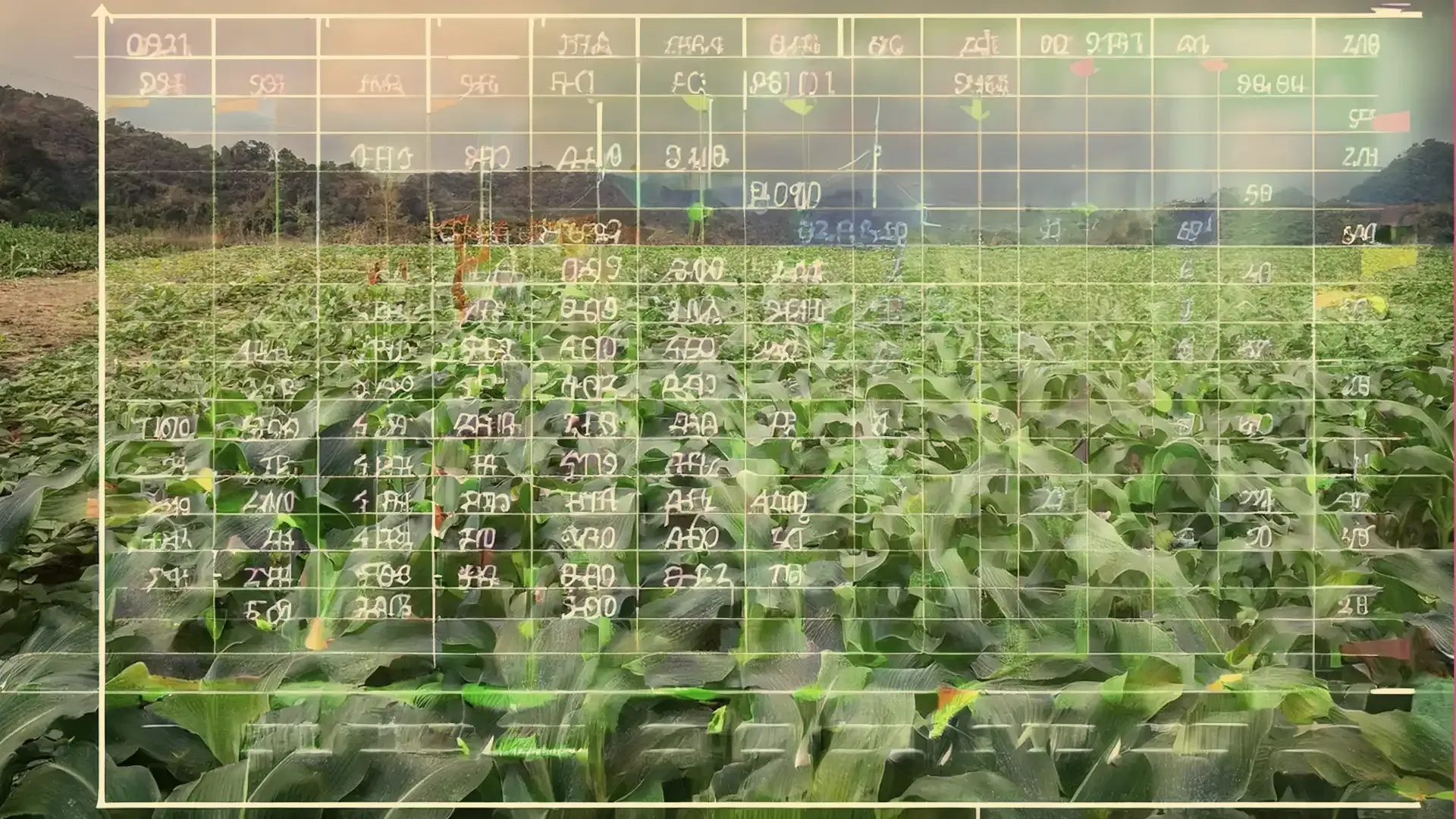 Tabla de coste sobre un campo de cultivo