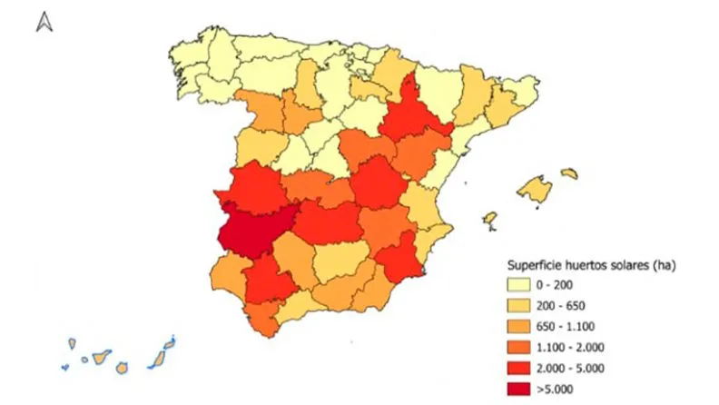 Superficie de los parques fotovoltaicos por provincias. Acumulado noviembre 2023.
